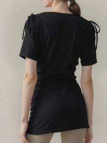 T-Shirt casual à manches courtes, col rond, ample et de couleur unie, pour femme, pour l'été