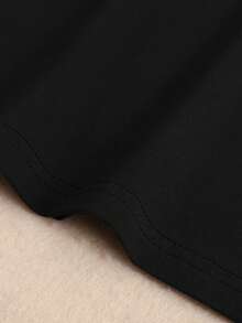 EMERY ROSE Solid Drop Shoulder Oversized Tee - Black - View 3