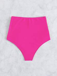 SHEIN Swim Đáy Bikini Nữ Xù màu trơn Giải trí - Hồng - Xem 11
