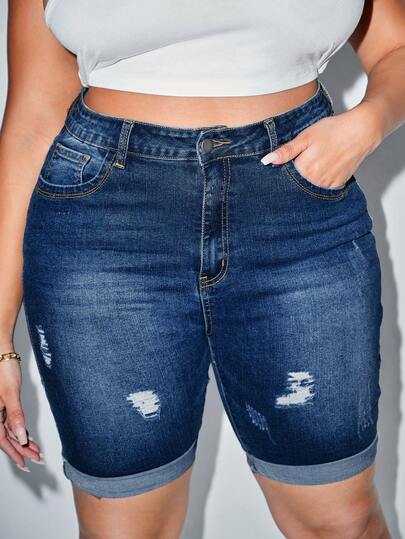 SHEIN Essnce 大码牛仔短裤