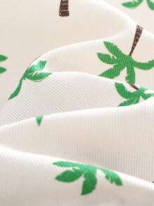 Cozy Pixies 2pcs Baby Boy Solid Knit Soft Crew Neck Short Sleeve Top And Coconut Tree Pattern Bib Overall Shorts Set - Multicolor - View 3