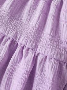 SHEIN Playful Pals 2 chiếc/bộ váy in họa tiết hoa dễ thương cho bé gái & thiết kế hình bóng bé gái - Màu tím - Xem 7