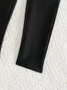 SHEIN 1 bộ đồ bơi liền thân cho bé gái tuổi teen, đồ bơi liền thân màu đen in họa tiết phối màu, thích hợp cho bơi lội mùa hè. - màu đen - Xem 4