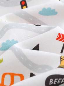 Cozy Pixies Babypojke Tecknad Biltryck Mjuk Stickad Rund Halsringad Långärmad Topp Och Resårmidja Långa Byxor Tätt Passande 2-Delat Pyjamasset - Multifärgad - Visa 6