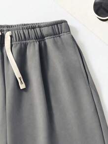 Teenage Boys Casual Basic Knit Sweatshirt And Shorts Set