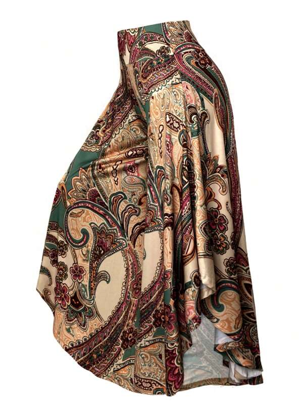 EMERY ROSE Plus Size Women Loose Paisley Print Asymmetric Hem Wide Leg Pants