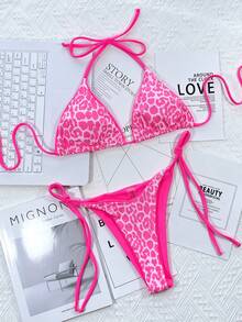 Bonvoyette 2025 Leopard Print Bikini Set (Print Randomly) - Pink - View 3