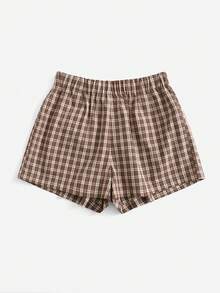 Solavibe Pantalones cortos con estampado de cuadros grandes, para verano - Multicolor - Ver 3