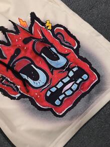 Manfinity EMRG Men Print Short Sleeve T-Shirt & Drawstring Shorts Set Men S 2 Pieces Set Men Two Pieces Outfits Short Set - Apricot - View 4