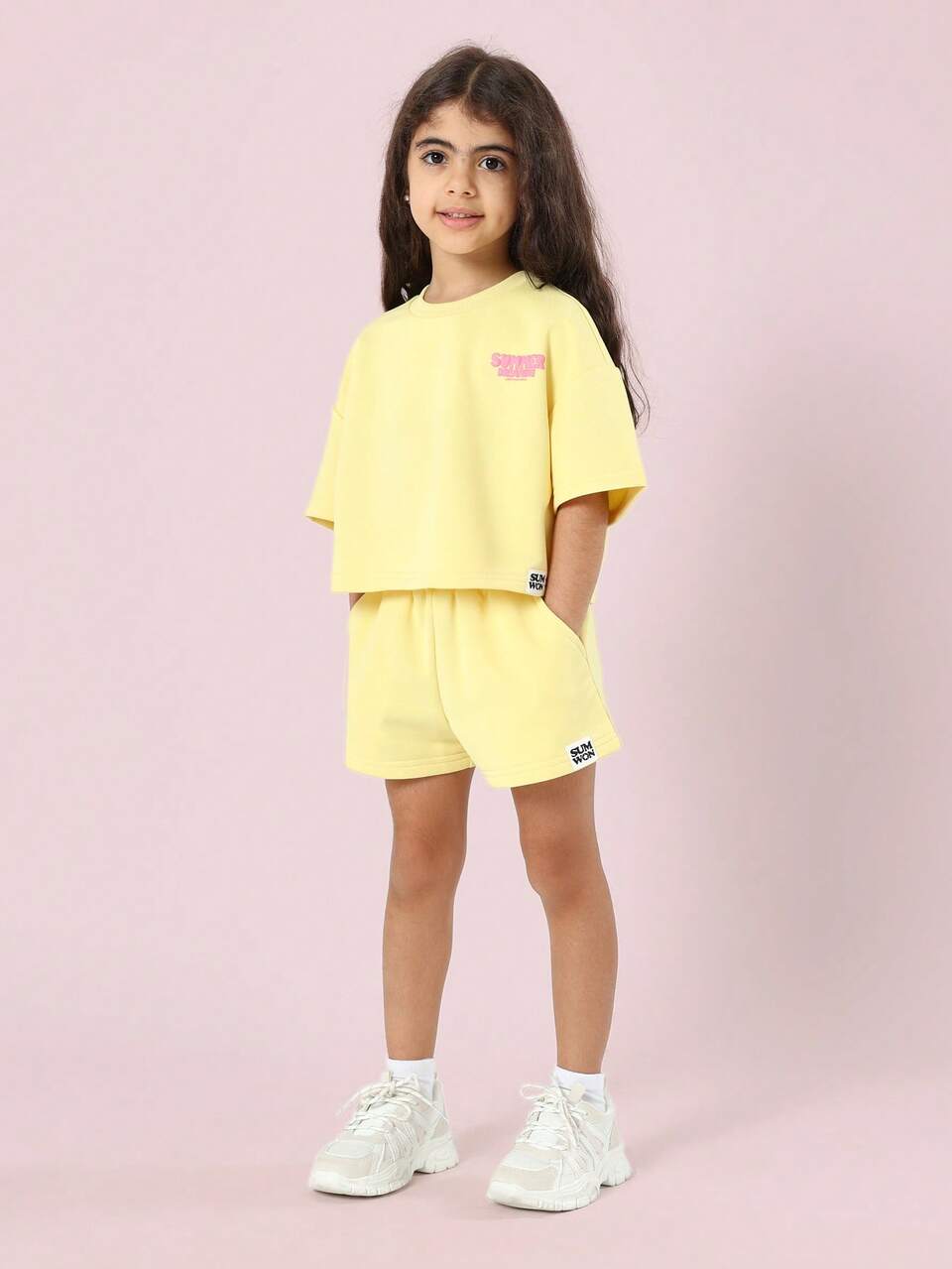 Camiseta curta casual de duas peças coordenada