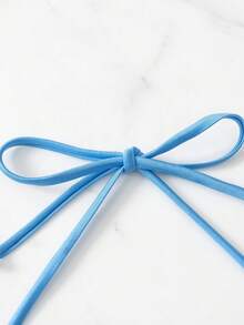 SHEIN Swim Summer Beach Plain Halter Triangle Bikini Top - Blue - View 4