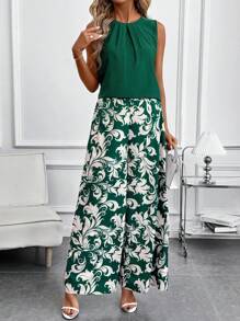 SHEIN Clasi 2pcs Women Easter Spring Green Curl Flower Print Pants Set - Multicolor - View 5