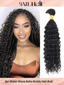 Boho Braids 1PC Crochet Human Hair Bulk For Braiding No Weft Water Wave Virgin Human Hair Extension Natural Black Knotless Braids Hair Extensions - SNatural - View 1
