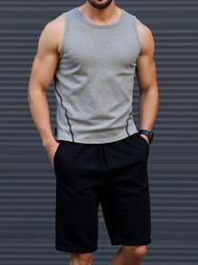 SHEIN Teen Boys Casual Snug Fit Tank Top, Sports Streetwear Punk Rock Style, Suitable For Daily Outings, Parties, Music Festivals In Spring/Summer - Grey - View 4