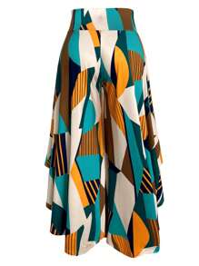 EMERY ROSE Spodnie Plus Size Color Block Loose Casual Asymetryczny dół Szerokie nogawki, Lato