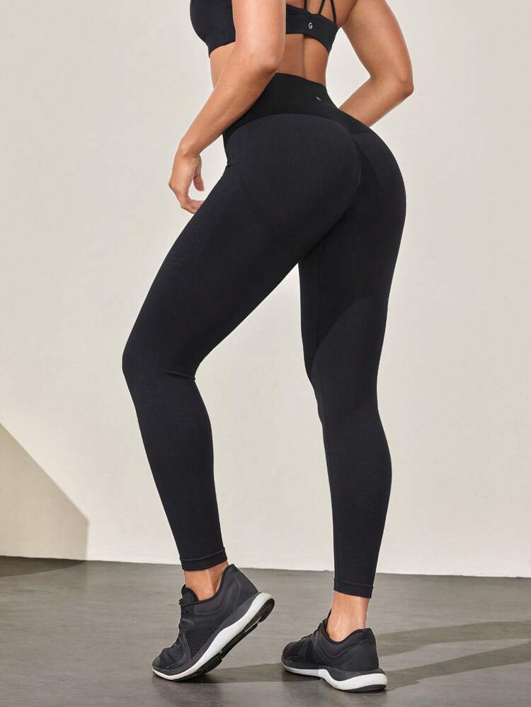 Mallas de entrenamiento, gimnasio y ejercicio con control de barriga sin costuras, efecto levantamiento de glúteos, a cuadros y ventiladas, de impacto medio