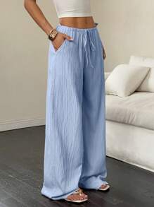 Flirla 1 par de pantalones casuales de unicolor para mujer, apropiados para el verano