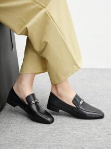 CUCCOO BIZCHIC Women Black Square Toe Casual Comfortable Daily Versatile Flat Loafers - Black - View 5