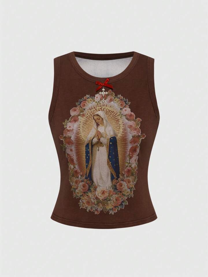 Our Fairycore Y2K Goth Distressed Angel & Madonna Print