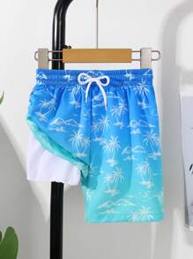 SHEIN Young Boys Blue Coconut Tree Print Summer Beach Swim Trunks Shorts Boys Swim Trunks Boys Beach Shorts Swim Trunks For Boys Beach Shorts For Boys Tween Boy Beach Clothes - Multicolor - View 6
