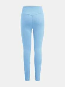 SHEIN Leap Crew Tween Girl Knitted Solid Tank Top And Pants Sportswear Set 4Pieces 2 Color Set, For Daily Wear, Back To School - Baby Blue - View 11