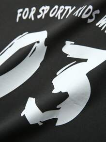 JNSQ Parte superior deportiva casual al aire libre para volver a la escuela, camiseta sin mangas con estampado de letras divertidas de cuello redondo para niño preadolescente - Negro - Ver 8