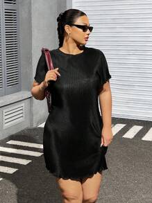 SHEIN EZwear Vestido casual con pliegues para tallas grandes