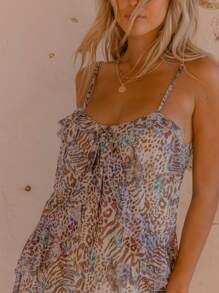 Aralina Vestido corto mini sexy de múltiples colores con volantes y estampado animal, apto para verano e invierno