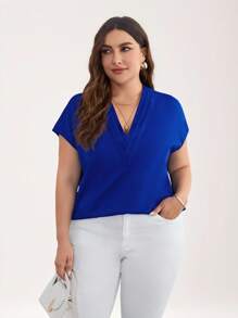 SHEIN LUNE Plus Solid Batwing Sleeve Blouse