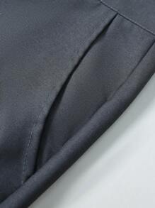 Manfinity Mode Conjunto de traje de unicolor para hombre de talla grande, chaqueta de manga larga y pantalones, de moda para el verano