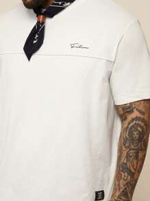 EASEVO 男士加大码针织字母印花短袖T恤，夏季 - 白色 - 查看 5