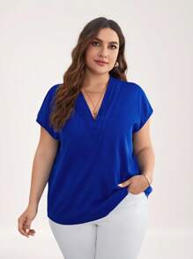 SHEIN LUNE Plus Solid Batwing Sleeve Blouse