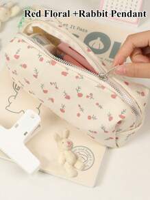 1 件蝴蝶结笔袋刺绣笔袋，女士/学生文具收纳袋，耳机收纳配件，返校，可爱多功能收纳袋，铅笔盒，化妆包，文具，化妆品，护肤品，口红，刷子，硬币，小物件，返校，学校用品 - 彩色 - 查看 3