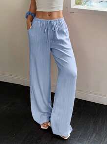 Flirla 1 par de pantalones casuales de unicolor para mujer, apropiados para el verano