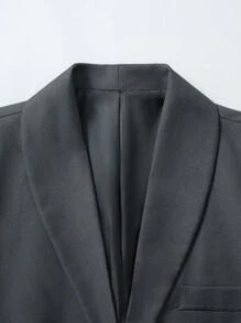 Manfinity Mode Conjunto de traje de unicolor para hombre de talla grande, chaqueta de manga larga y pantalones, de moda para el verano