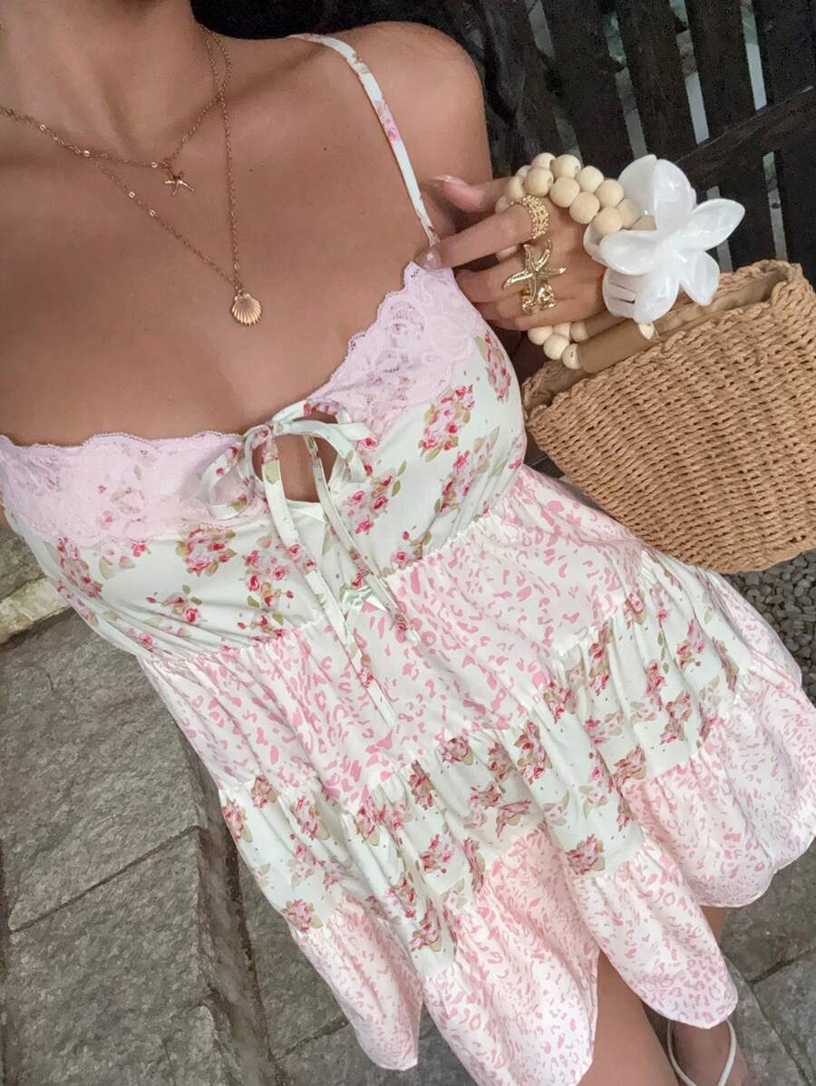 Sunnyshic Women's Vacation Casual Leopard Print Patchwork Mini Dress - Multicolor - View 1