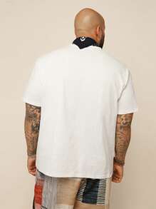 EASEVO 男士加大码针织字母印花短袖T恤，夏季 - 白色 - 查看 2