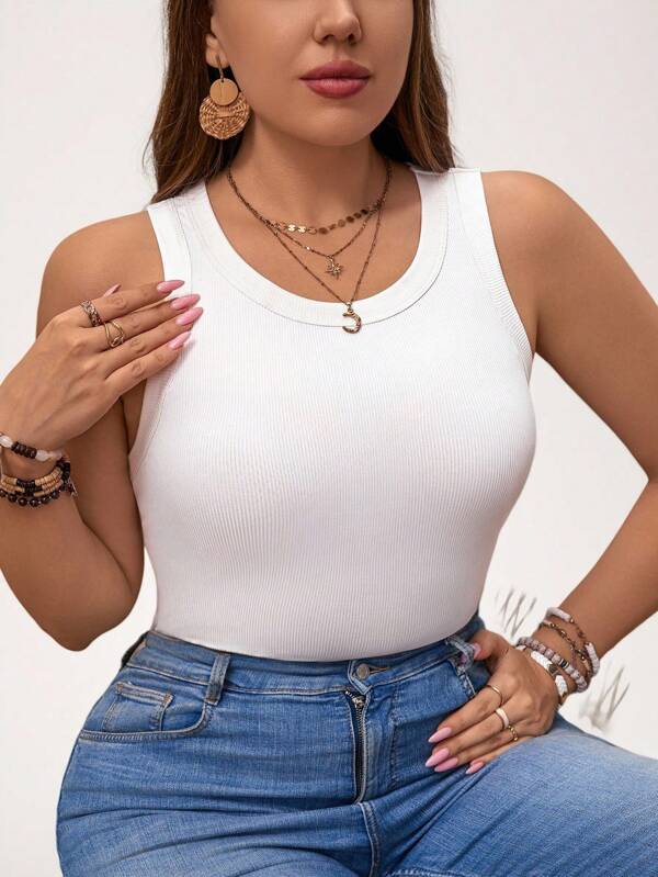 SHEIN LUNE بودي سوت صيفي بأكمام بيضاء للنساء بمقاس زائد