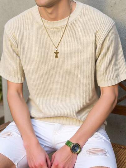 SHEIN 青少年男孩休闲短袖 T 恤，运动街头装朋克摇滚学院风日常外出、派对、音乐节，适合春夏季