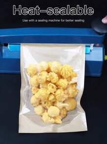 50个透明正面棕色牛皮纸拉链塑料包装锁袋自立袋拉链锁可重复密封袋坚果咖啡食品储存包装包 - 棕色 - 查看 6