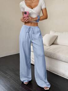 Flirla 1 par de pantalones casuales de unicolor para mujer, apropiados para el verano