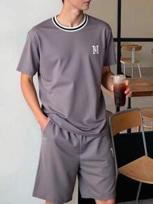 SHEIN 2pcs Teen Boys Casual Short Sleeve Top And Shorts Set, Street ...