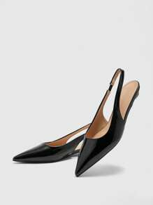 CUCCOO BIZCHIC Bailarinas de punta planas y cómodas con tira trasera, de tacón bajo y casual, versátiles para la oficina y el transporte, en color negro, para Navidad - Negro - Ver 8