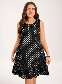 SHEIN LUNE Plus Size Women's Round Neck Sleeveless Summer Dresses