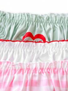 3pcs Sweet & Cute Satin Scallop-Edged Color Block Panties For Teen Girls - Multicolor - View 5