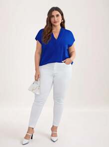 SHEIN LUNE Plus Solid Batwing Sleeve Blouse