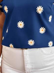 SHEIN LUNE Plus Size Women Floral Print Simple Casual Blouse