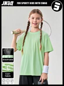 JNSQ T-shirt ample de sport professionnel pour l'extérieur, T-shirt ample de sport professionnel à col rond pour enfants