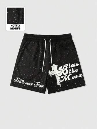Street Life Herren funkelnde Diamant Muster Lässig Shorts, modisch für den Sommer