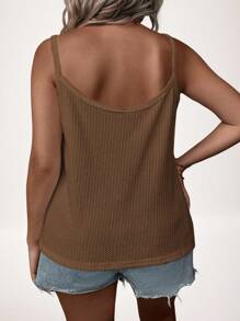 SHEIN LUNE 大码女式吊带背心，简约时尚休闲日常装夏季女士夏季上衣度假女士外出上衣女士海滩春假 - 摩卡棕 - 查看 2
